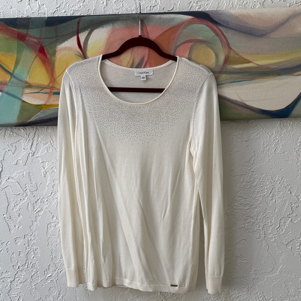 Calvin Klein Women's Ivory Lightweight Knit Sweater